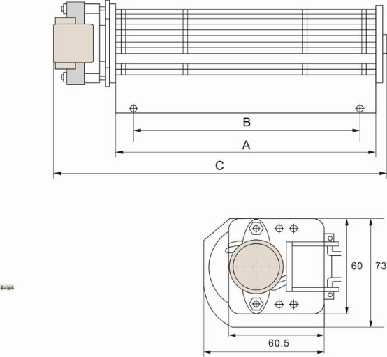 貫流風(fēng)機LB40外形尺寸圖